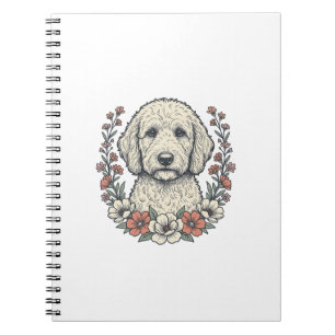 Caderno Espiral Camisa Vintage Floral Cachorro Encaracolado Design