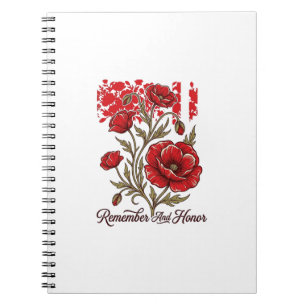 Caderno Espiral Camisa Vintage Memorial Remember And Honor Papoula