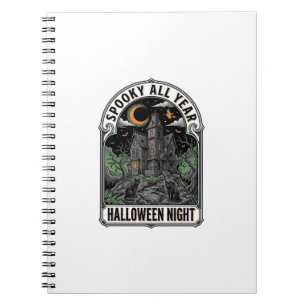 Caderno Espiral Camisa Vintage Witch Halloween Haunted House_1