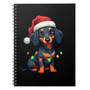 Caderno Espiral Camisas de Natal de Árvore de Cachorro Dachshund P