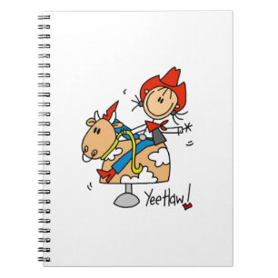 Caderno Espiral Camisas e Presentes da Cowgirl em Stick Figure Yee