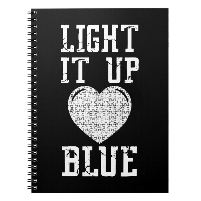 Caderno Espiral Camiseta Azul Ilumine-o Puzzle da Conscientização  (Frente)