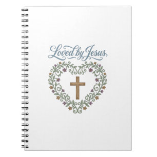 Caderno Espiral Camiseta Cristã Cruz Floral Amada por Jesus Desi