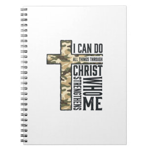Caderno Espiral Camiseta Cristã da Cruz da Fé Eu Posso Fazer Todas