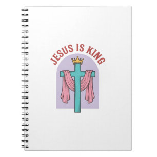 Caderno Espiral Camiseta Cristã Vintage Coroa Cruz Jesus É Rei