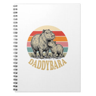 Caderno Espiral Camiseta Daddybara Capybara Pai Pôr do Sol Vintage