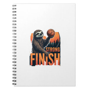 Caderno Espiral Camiseta de Basquete de Preguiça Vintage Engraçado