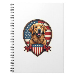 Caderno Espiral Camiseta de Cachorro Vintage Orgulho EUA Retriever