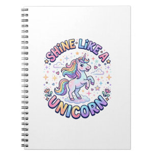 Caderno Espiral Camiseta de Design Gráfico Unicórnio Brilhe Como u
