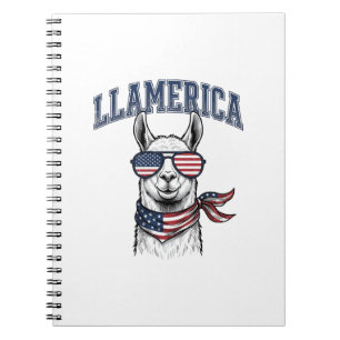 Caderno Espiral Camiseta de Gravura Vintage Llama Patriótica Llame