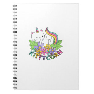 Caderno Espiral Camiseta de Manga Longa Rainbow Unicorn Cat Kittyc