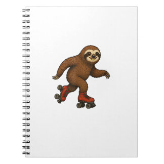 Caderno Espiral Camiseta de Patinação de Patins de Preguiça