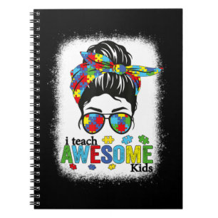 Caderno Espiral Camiseta de professor de autismo Eu ensino criança