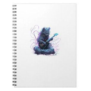Caderno Espiral Camiseta de Rock de Gato Nebelung Tocando Guitarra