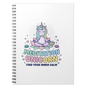 Caderno Espiral Camiseta de Tipografia Negrito Unicórnio Meditação