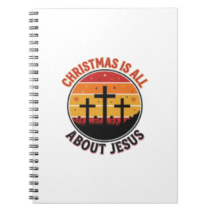 Caderno Espiral Camiseta Desenho Natal Cristão Jesus Cruz Pôr do S