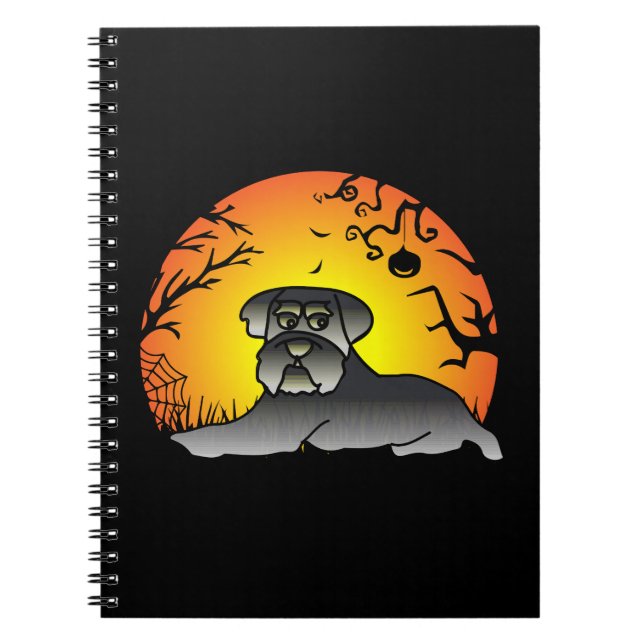 Caderno Espiral Camiseta do Cachorro do Halloween Schnauzer (Frente)
