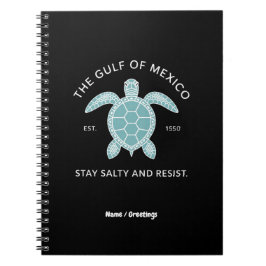 Caderno Espiral Camiseta do Golfo do México Tartaruga Marinha Gráf