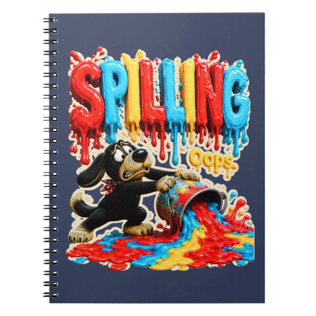 Caderno Espiral Camiseta engraçada Derramando Acontece (Frente)