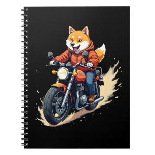 Caderno Espiral Camiseta engraçada, Shiba Inu, Motocicleta, Cachor
