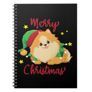 Caderno Espiral Camiseta essencial de Natal Pomerânia Feliz Natal