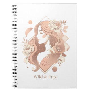 Caderno Espiral Camiseta Feminina de Linha Arte Boho Estética Selv