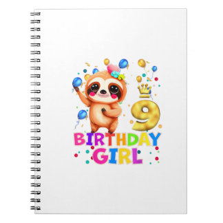 Caderno Espiral Camiseta Festa de Aniversário de 9 Anos para Crian