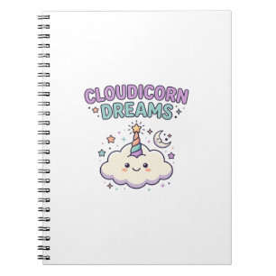 Caderno Espiral Camiseta Gráfica da Moda Sonhos de Cloudicorn Unic