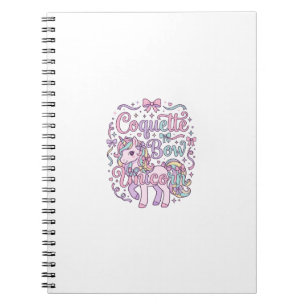 Caderno Espiral Camiseta Gráfica Unicórnio Coquete Laço Unicórnio