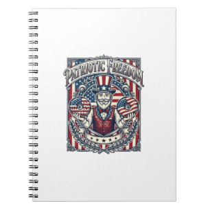 Caderno Espiral Camiseta Gráfica Vetorial Patriota Amante de Donut