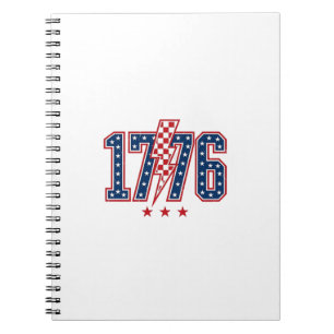 Caderno Espiral Camiseta Gráfica Vintage com Raio Patriótico de 17