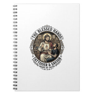 Caderno Espiral Camiseta Jesus Tattoo Artist Studio Inspirador F
