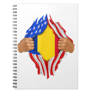 Caderno Espiral Camiseta Sangue Romeno Dentro de Mim Bandeira da R
