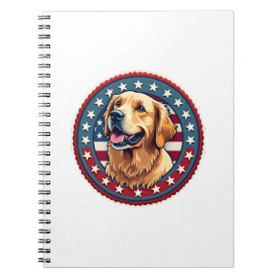 Caderno Espiral Camiseta Selo de Patrimônio Golden Retriever Patri