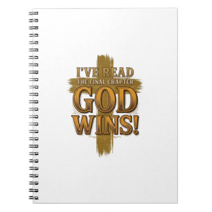 Caderno Espiral Camiseta Tipografia Vintage Cruz Cristã Deus Vence