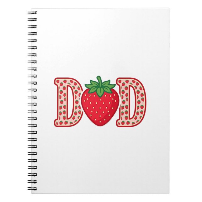 Caderno Espiral Camiseta Vector Desenho de Letra Morango Pai_1 (Frente)