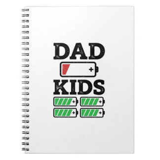 Caderno Espiral Camiseta Vetorial Engraçada Bateria Crianças Pai