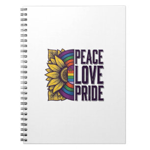 Caderno Espiral Camiseta Vetorial Flor Vintage Orgulho Amor Paz_1