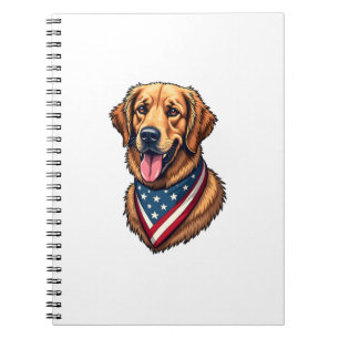 Caderno Espiral Camiseta Vintage American Pride Golden Retriever