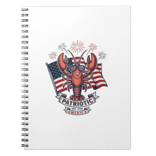Caderno Espiral Camiseta Vintage de Engraving da Bandeira Patrióti