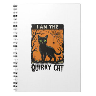 Caderno Espiral Camiseta Vintage de Gravura de Gato Excêntrico de