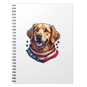 Caderno Espiral Camiseta Vintage do Retriever Dourado Estrelado