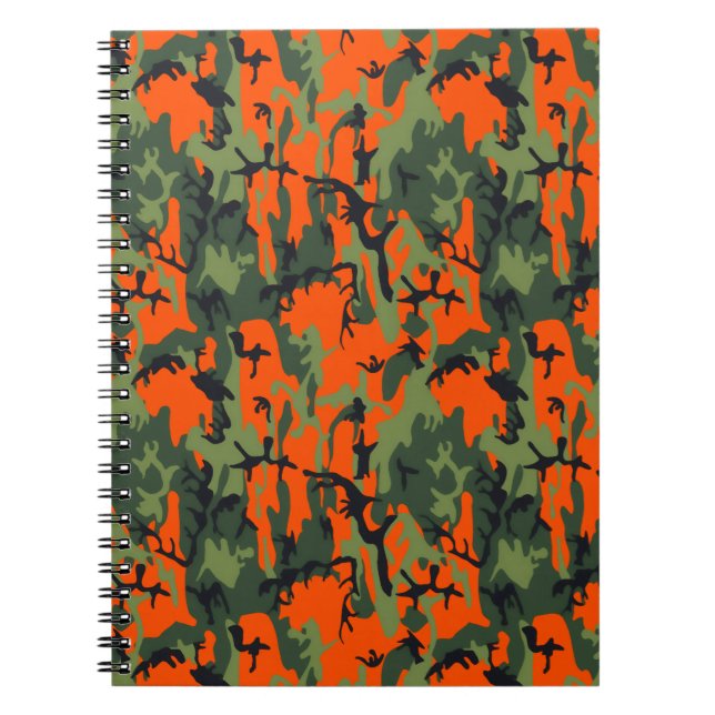 Caderno Espiral Camo alaranjado e verde da segurança (Frente)