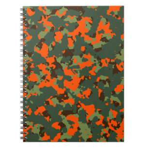 Caderno Espiral Camo verde com a laranja da chama da segurança