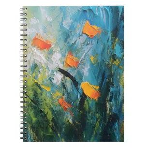 Caderno Espiral Campainhas - Prado Floral Abstrato em Movimento