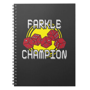 Caderno Espiral Campeão de Farkle - dado engraçado que diz, jogo