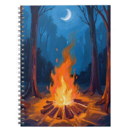 Caderno Espiral Campfire Moon | Nature Watercolor Painting