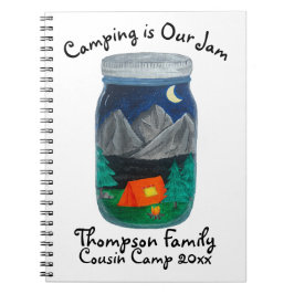 Caderno Espiral Camping is Our Jam Tent and Mountains in Jar