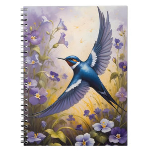 Caderno Espiral Campo de Engorda Voadora de Flores Violetas