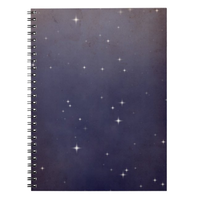 Caderno Espiral Campo de estrela do céu noturno púrpura desbotado (Frente)